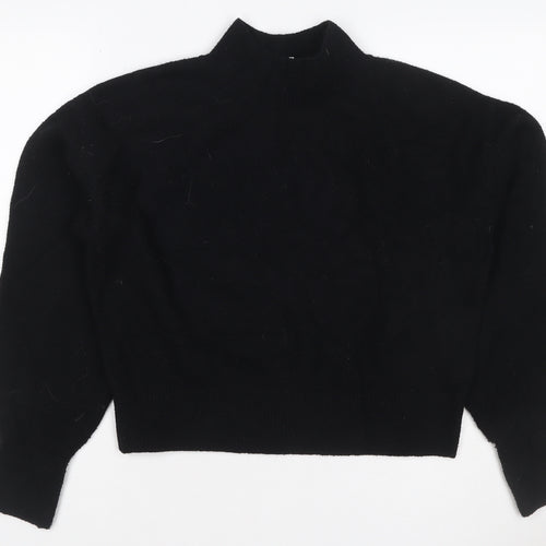 & Other Stories Women Black XS Mock Neck Balloon Sleeve Knit Jumper