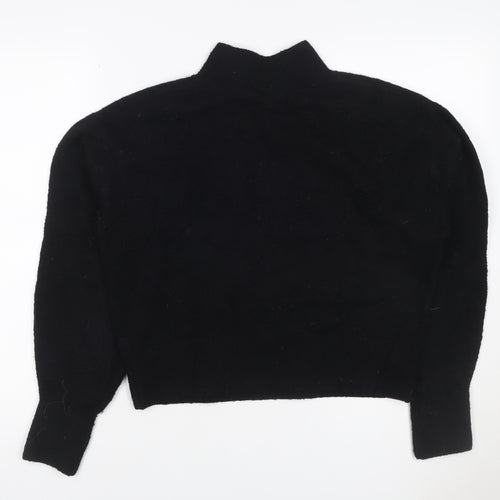 & Other Stories Women Black XS Mock Neck Balloon Sleeve Knit Jumper