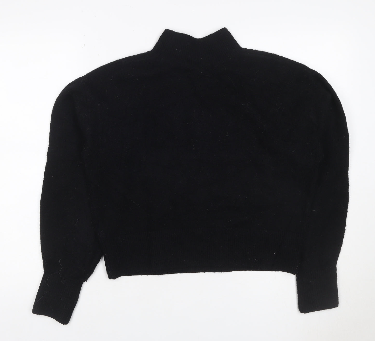& Other Stories Women Black XS Mock Neck Balloon Sleeve Knit Jumper