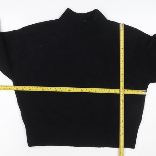 & Other Stories Women Black XS Mock Neck Balloon Sleeve Knit Jumper