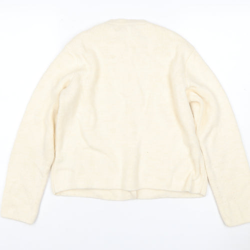 Marks and Spencer Women Ivory S Rib Knit Button Pocket Cardigan
