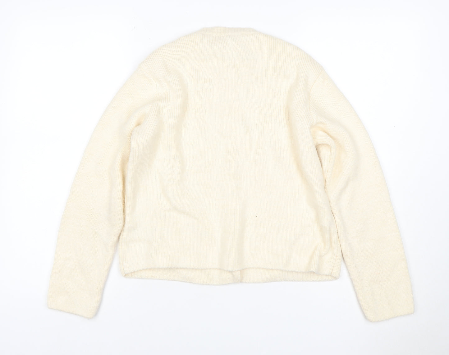 Marks and Spencer Women Ivory S Rib Knit Button Pocket Cardigan