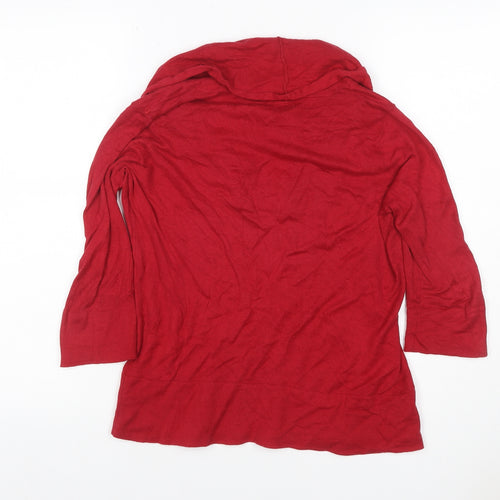 Marks & Spencer Women Red UK 12 Petite Cowl Neck Jersey Top 3/4 Sleeve