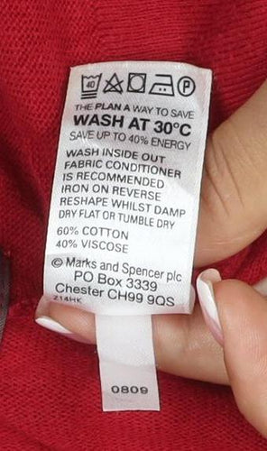 Marks & Spencer Women Red UK 12 Petite Cowl Neck Jersey Top 3/4 Sleeve