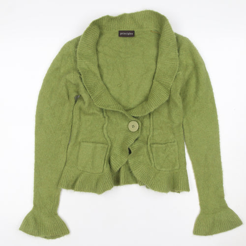 Principles Women Green M Mohair Blend Cowl Neck Pocket Cardigan