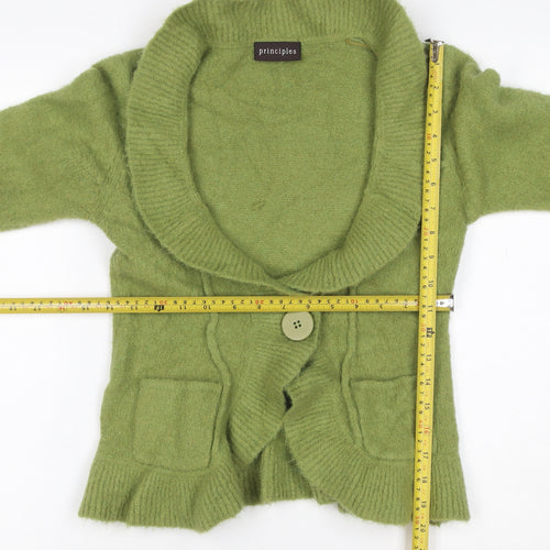 Principles Women Green M Mohair Blend Cowl Neck Pocket Cardigan