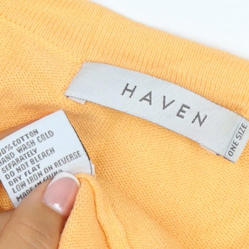 Haven Women Orange One Size Cotton Star Sequin 3/4 Sleeve Jumper