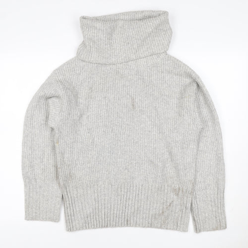 Marks & Spencer Women Grey XS Roll Neck Knit Pullover Jumper