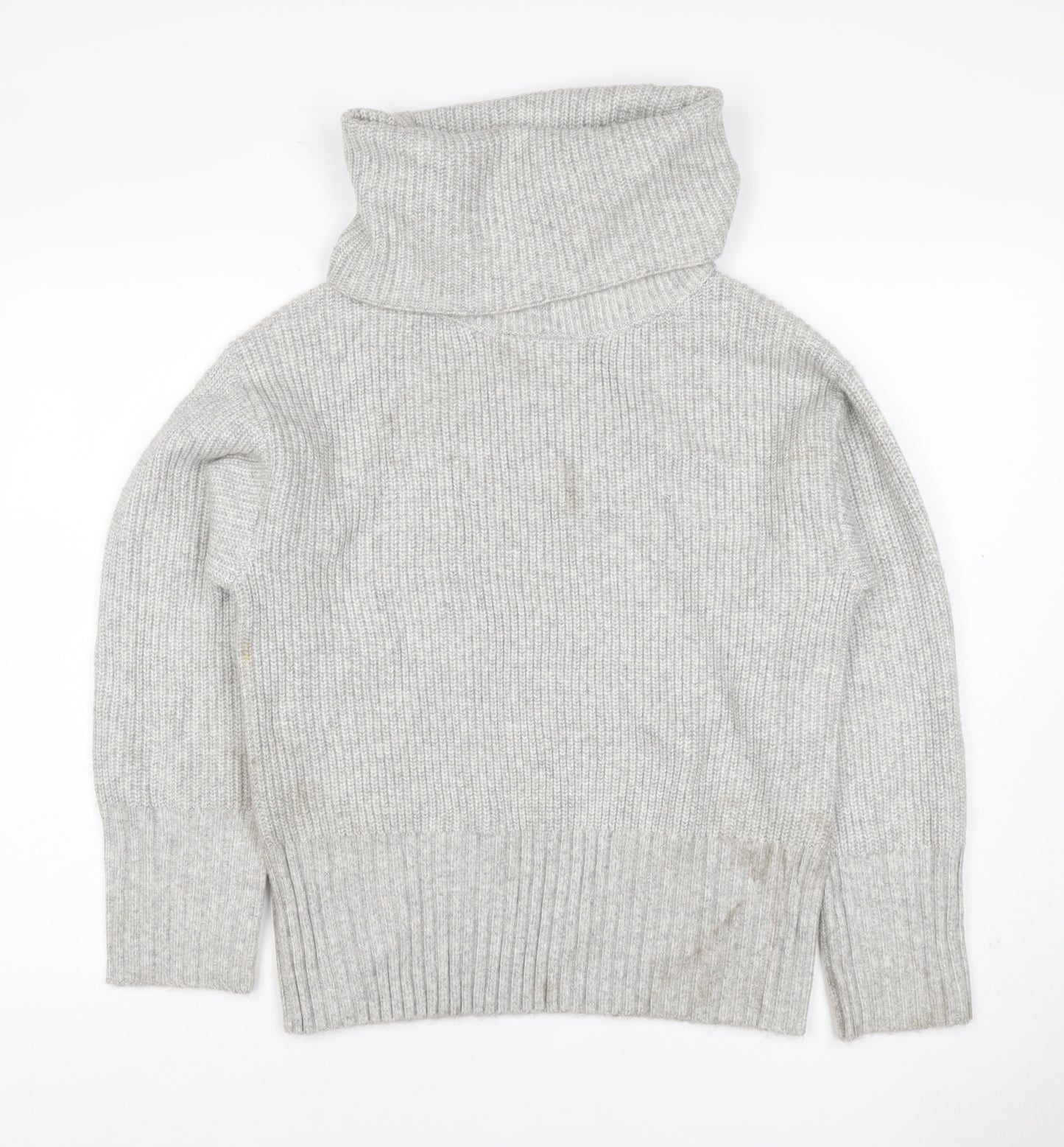 Marks & Spencer Women Grey XS Roll Neck Knit Pullover Jumper
