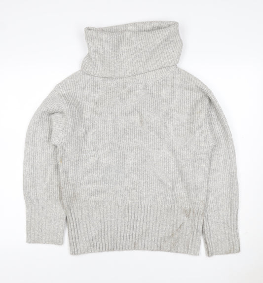 Marks & Spencer Women Grey XS Roll Neck Knit Pullover Jumper