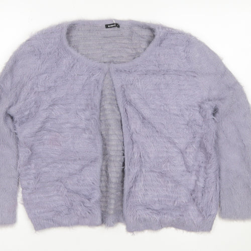 Roman Women Purple Size 16 Soft Fluffy Open Knit Cardigan