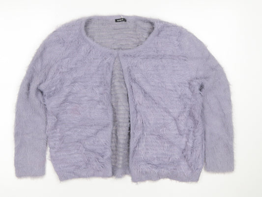 Roman Women Purple Size 16 Soft Fluffy Open Knit Cardigan