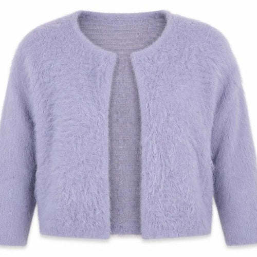 Roman Women Purple Size 16 Soft Fluffy Open Knit Cardigan