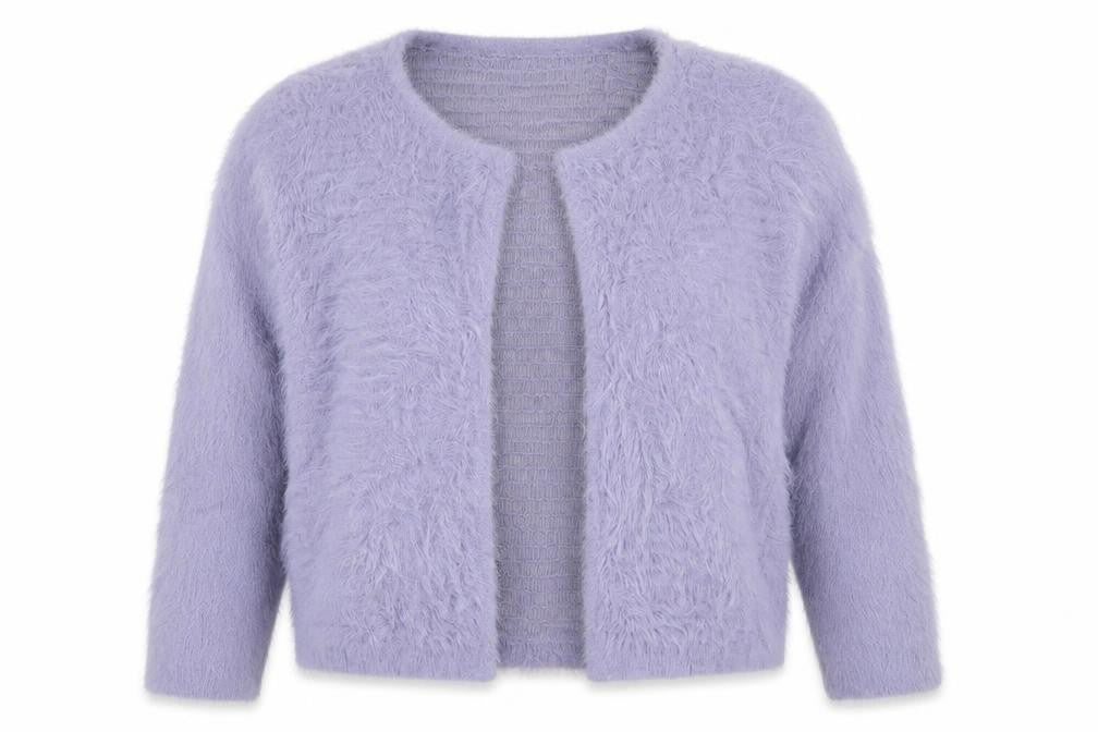 Roman Women Purple Size 16 Soft Fluffy Open Knit Cardigan