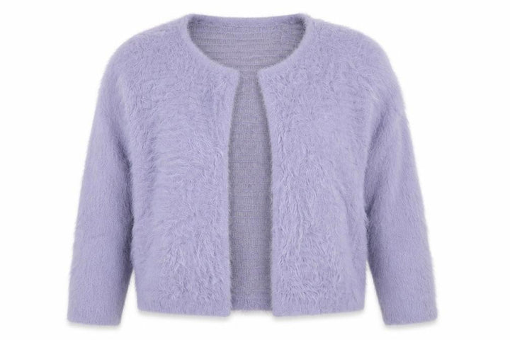 Roman Women Purple Size 16 Soft Fluffy Open Knit Cardigan