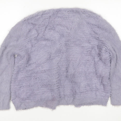 Roman Women Purple Size 16 Soft Fluffy Open Knit Cardigan
