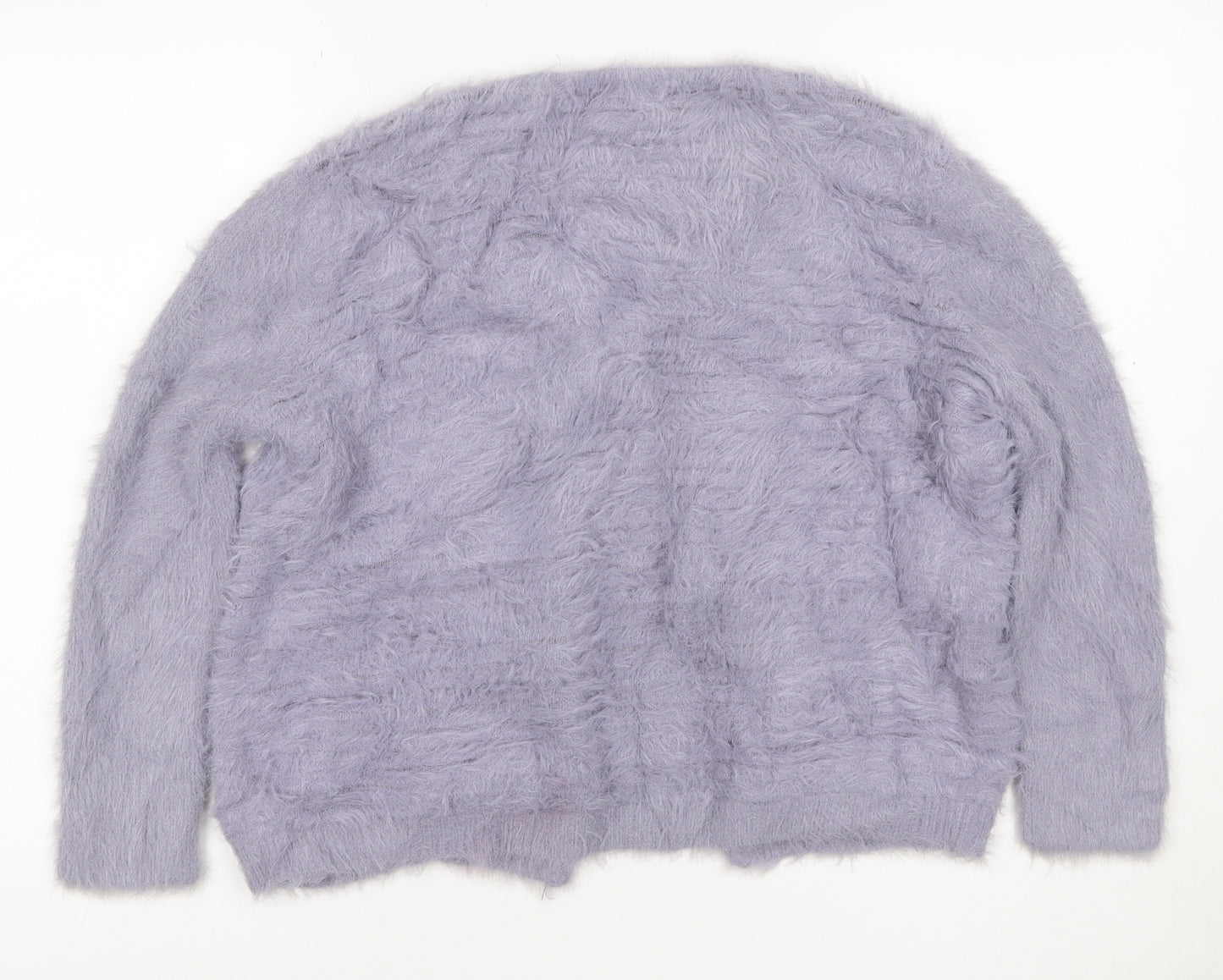 Roman Women Purple Size 16 Soft Fluffy Open Knit Cardigan