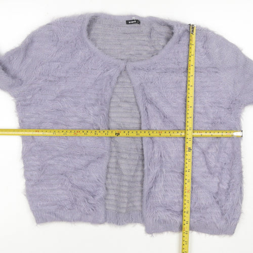 Roman Women Purple Size 16 Soft Fluffy Open Knit Cardigan