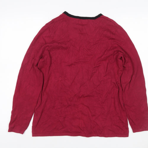 Love Knitwear Women’s Red Stripe Panel V-Neck Cardigan Size 14