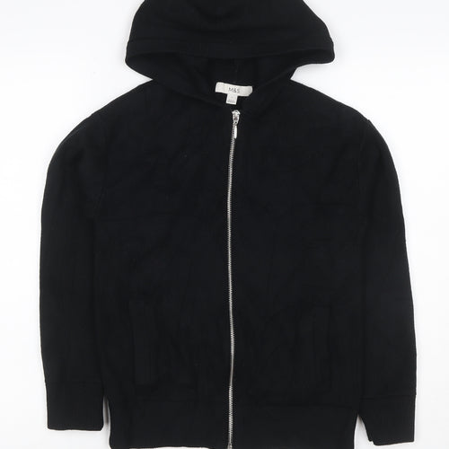 Marks and Spencer Women Black Size S Hooded Full Zip Knit Jumper