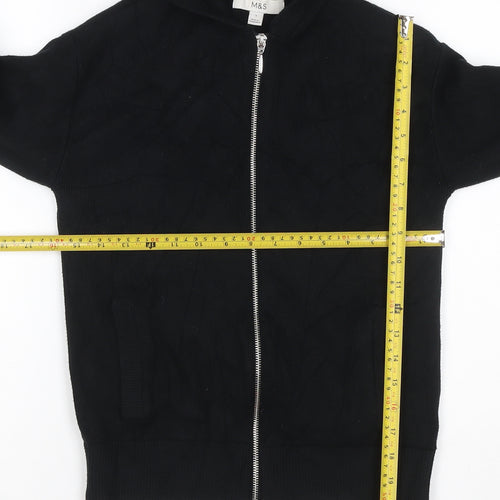 Marks and Spencer Women Black Size S Hooded Full Zip Knit Jumper