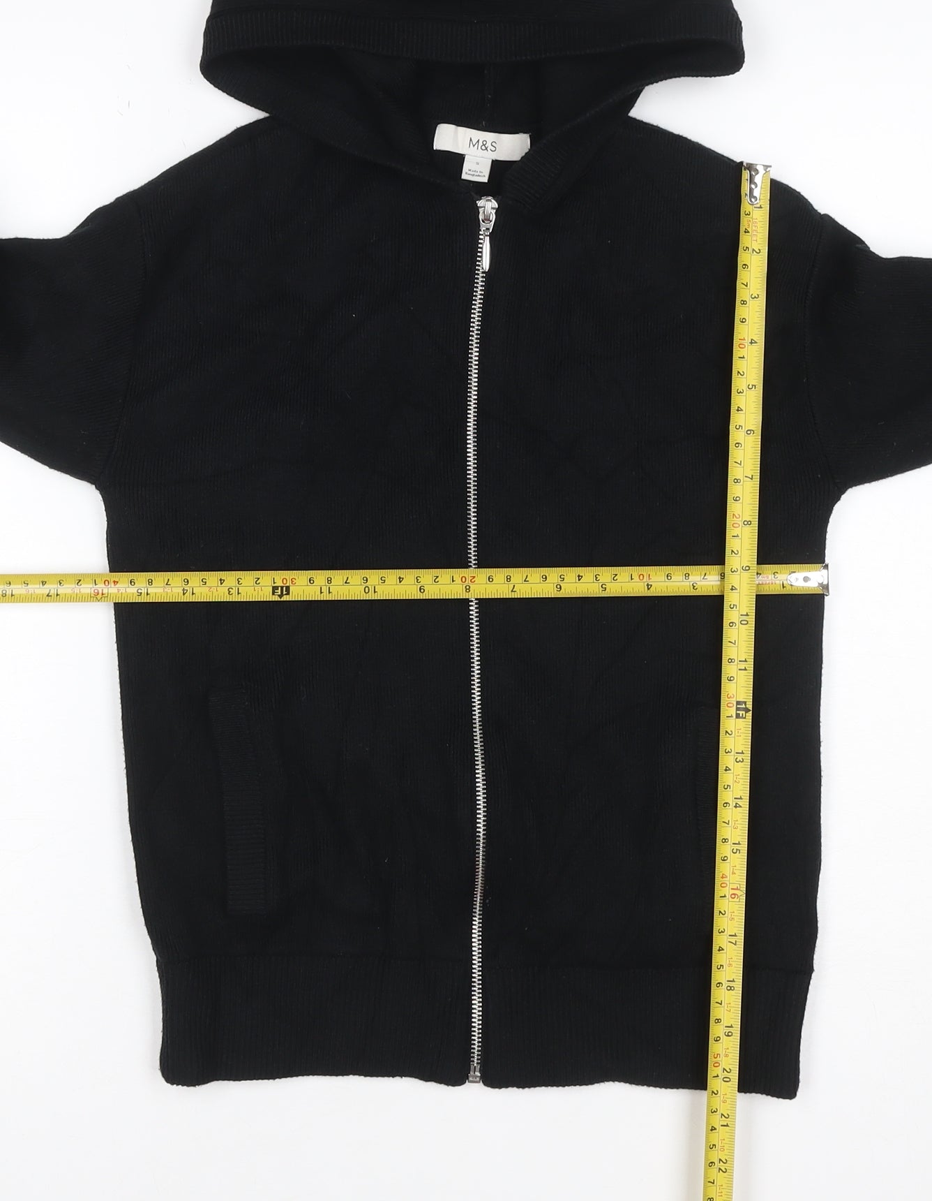 Marks and Spencer Women Black Size S Hooded Full Zip Knit Jumper