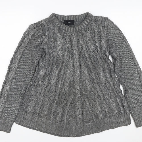 Next Women Grey UK 10 Cable Knit Chunky Crew Neck Jumper