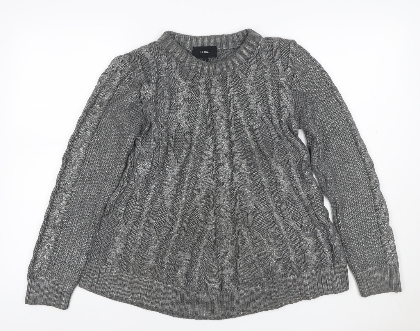 Next Women Grey UK 10 Cable Knit Chunky Crew Neck Jumper