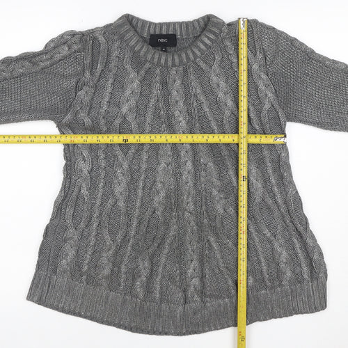 Next Women Grey UK 10 Cable Knit Chunky Crew Neck Jumper