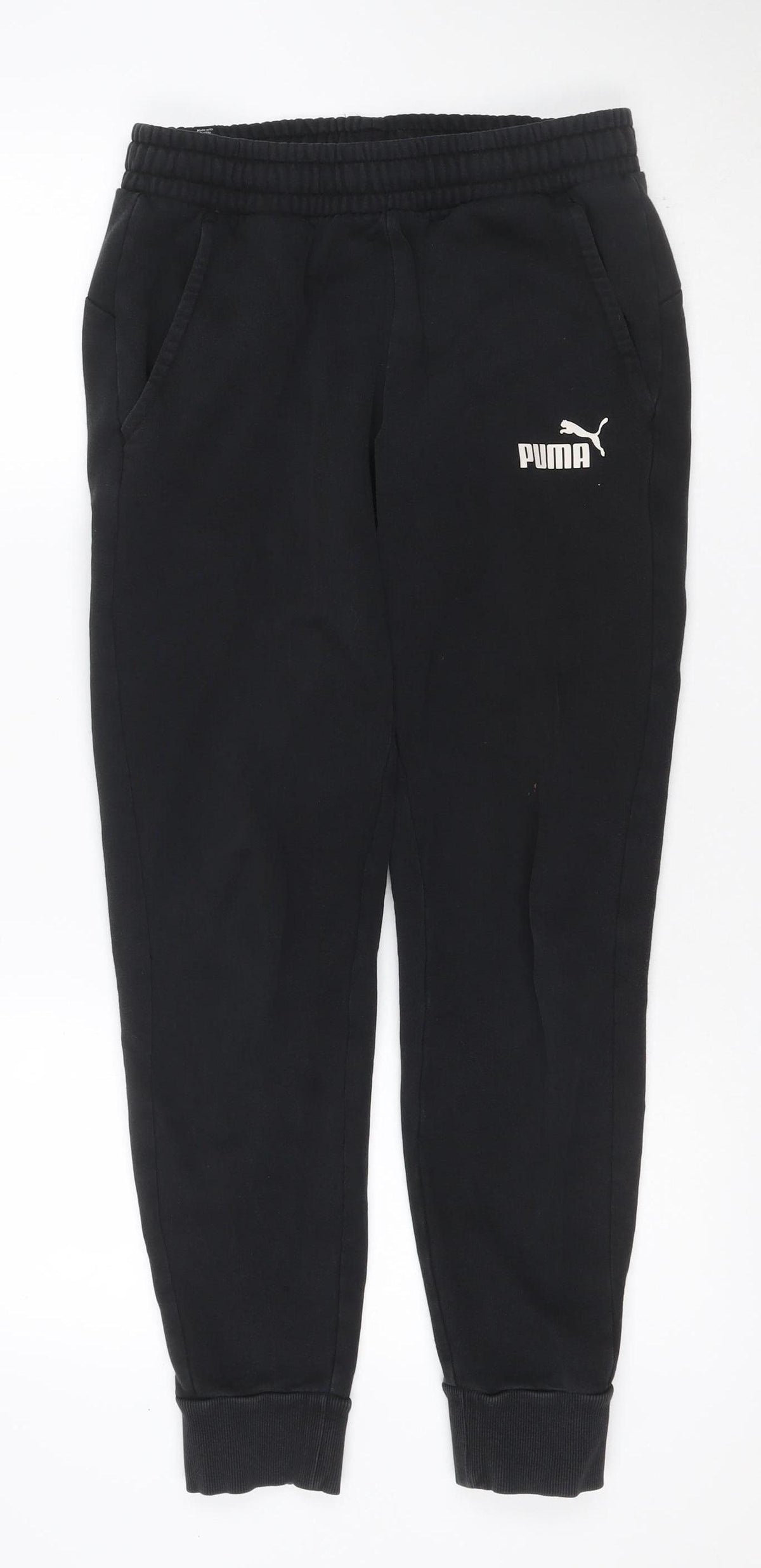 Puma Men's Black S Jogger Track Pants Elastic Waist Cuffed Sports Trousers