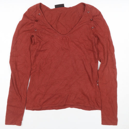 Principles Women Red UK 10 Cashmere Blend Scoop Neck Button Knit Jumper