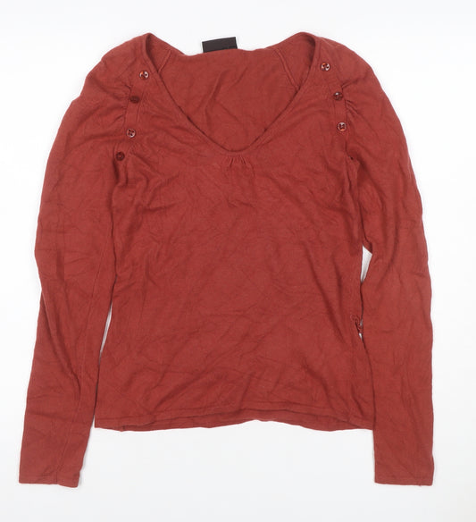 Principles Women Red UK 10 Cashmere Blend Scoop Neck Button Knit Jumper