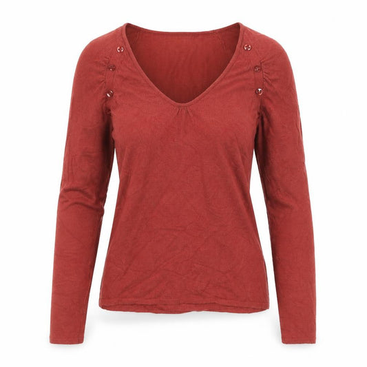 Front view of Principles Women Red UK 10 Cashmere Blend Scoop Neck Button Knit Jumper