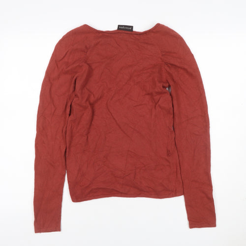 Principles Women Red UK 10 Cashmere Blend Scoop Neck Button Knit Jumper