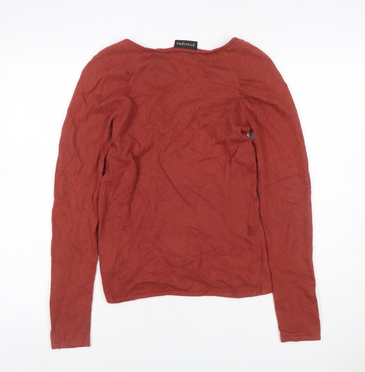 Principles Women Red UK 10 Cashmere Blend Scoop Neck Button Knit Jumper