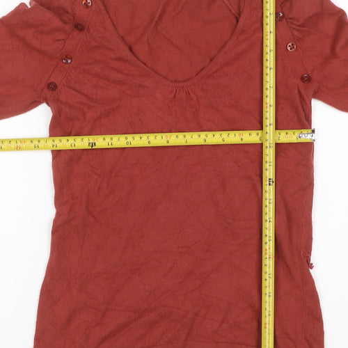 Principles Women Red UK 10 Cashmere Blend Scoop Neck Button Knit Jumper
