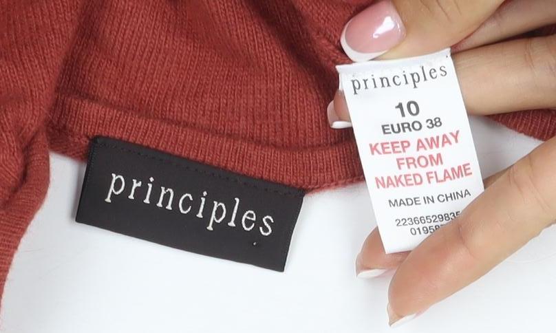 Principles Women Red UK 10 Cashmere Blend Scoop Neck Button Knit Jumper