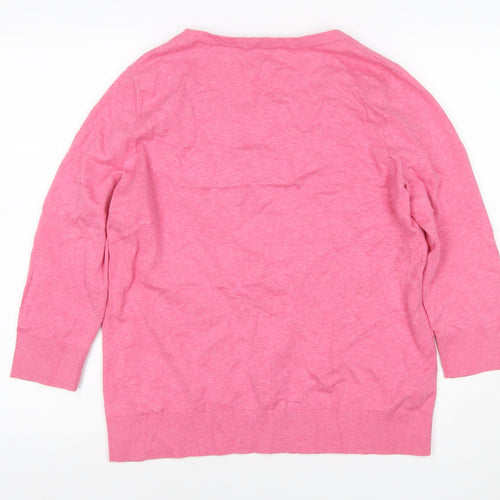 Laura Ashley Women’s Pink Cotton Blend Square Neck Pullover Jumper UK 14