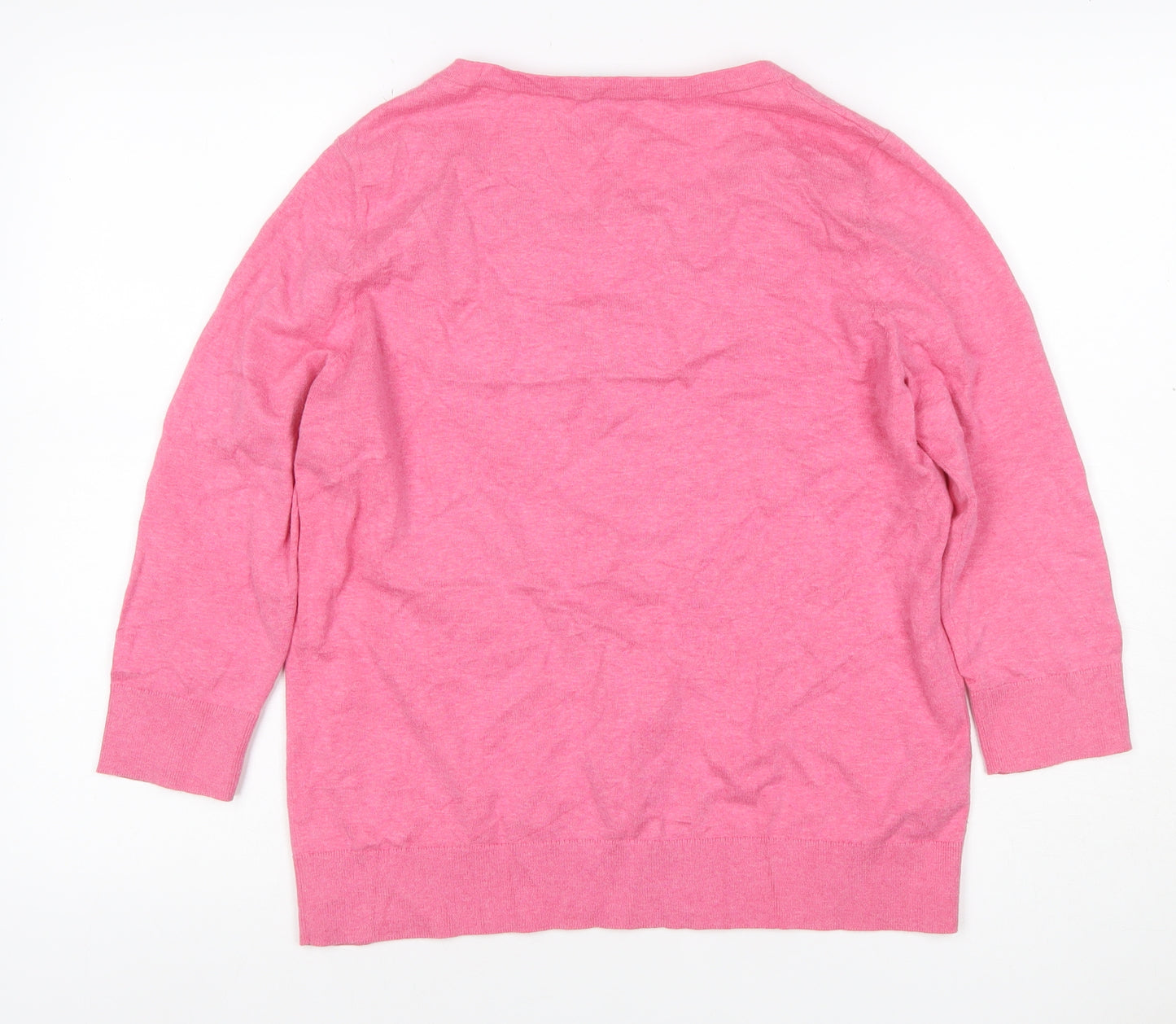 Laura Ashley Women’s Pink Cotton Blend Square Neck Pullover Jumper UK 14