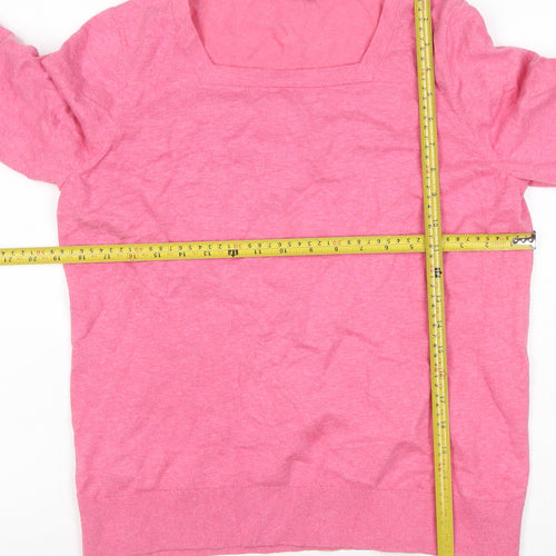 Laura Ashley Women’s Pink Cotton Blend Square Neck Pullover Jumper UK 14