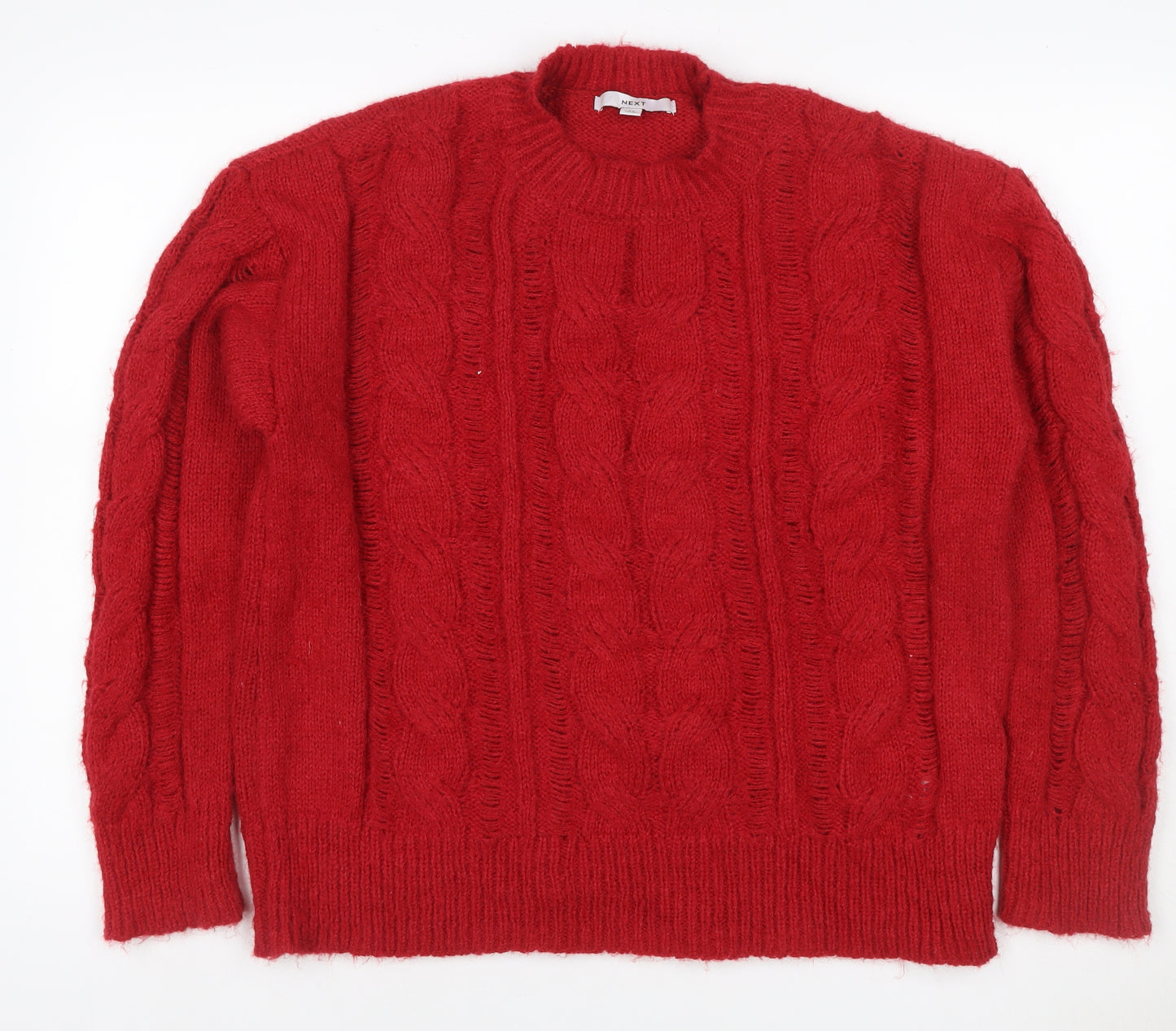 Next Women Red UK 12 Cable Knit High Neck Long Sleeve Jumper