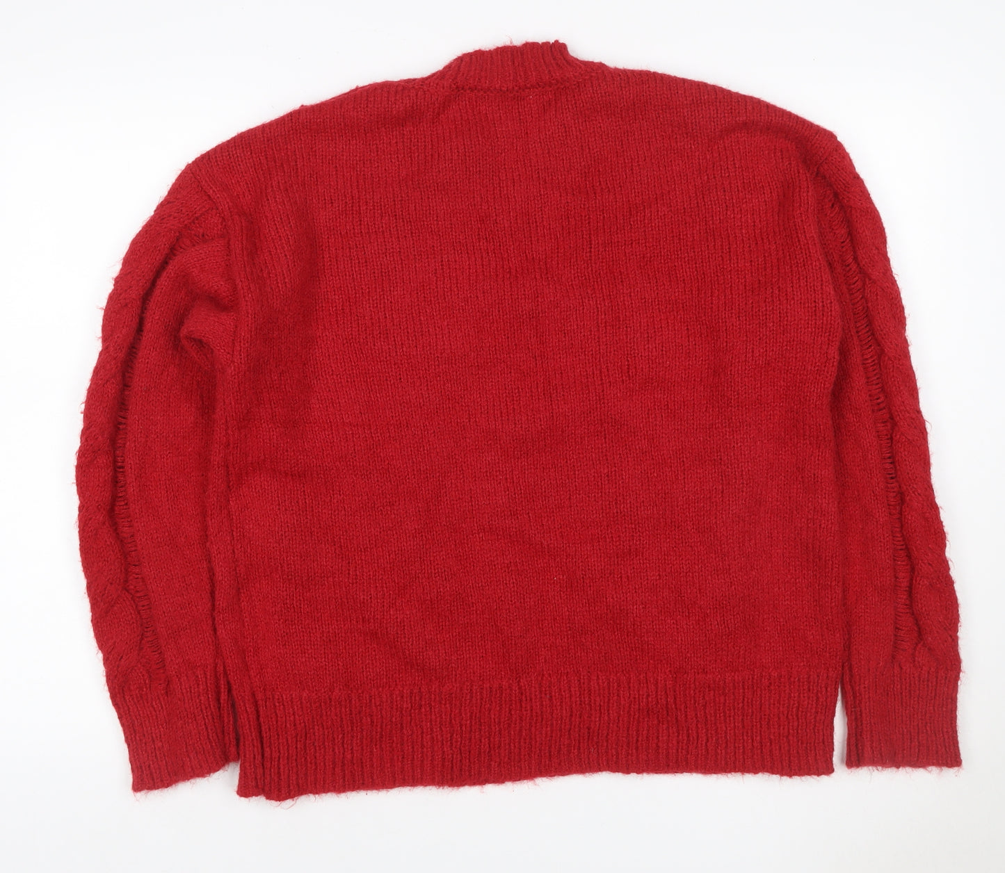 Next Women Red UK 12 Cable Knit High Neck Long Sleeve Jumper