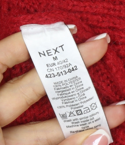 Next Women Red UK 12 Cable Knit High Neck Long Sleeve Jumper