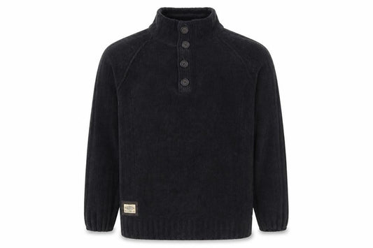 Next Men’s Black XL Button Neck Fleece Henley Jumper