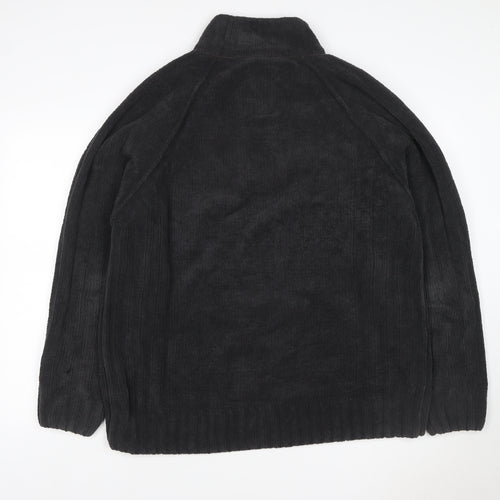 Next Men’s Black XL Button Neck Fleece Henley Jumper