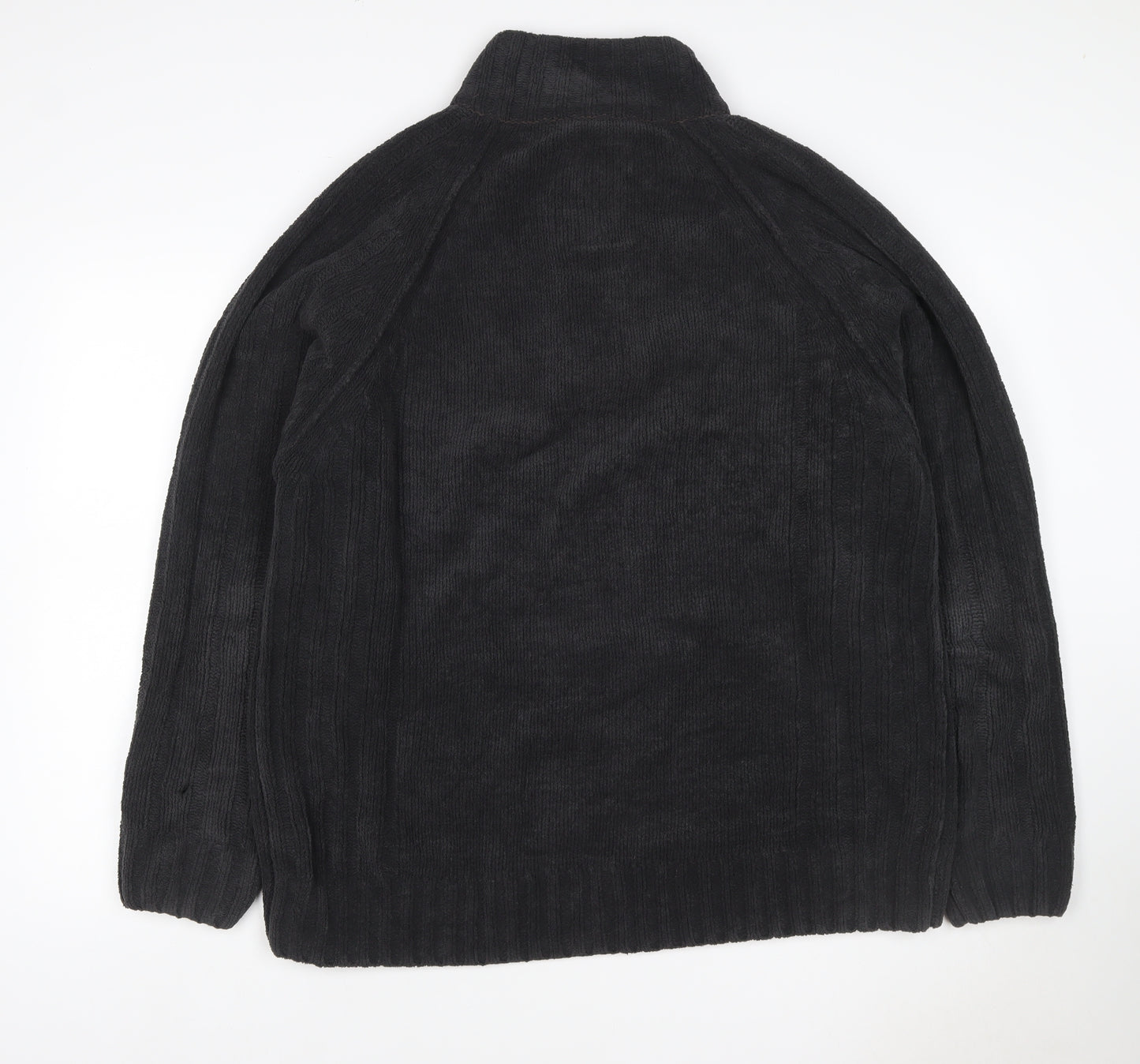 Next Men’s Black XL Button Neck Fleece Henley Jumper