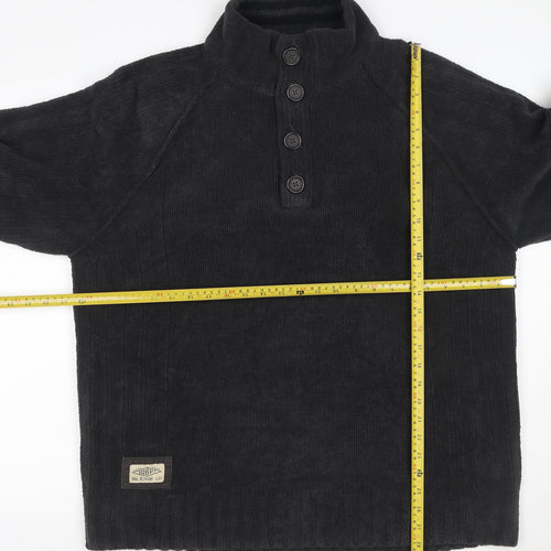 Next Men’s Black XL Button Neck Fleece Henley Jumper