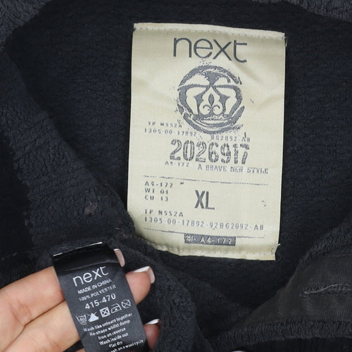 Next Men’s Black XL Button Neck Fleece Henley Jumper