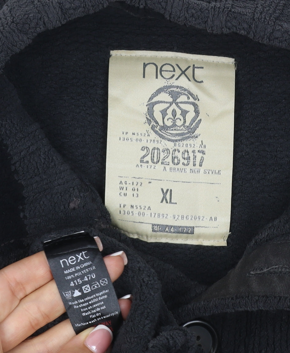 Next Men’s Black XL Button Neck Fleece Henley Jumper