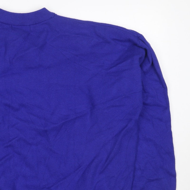 Marks and Spencer Women Blue XL Crew Neck Button Shoulder Jumper